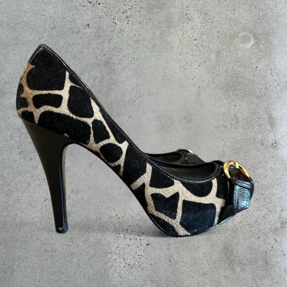 2000s Giraffe print peep toe heels - Picture 5 of 8
